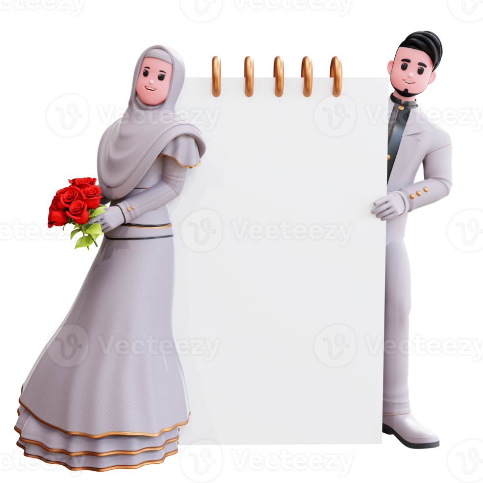 Illustrazione delle coppie di nozze del personaggio 3d png