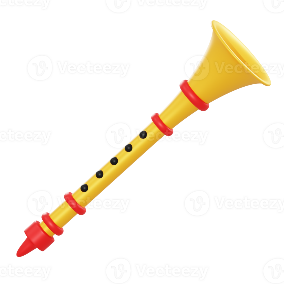 3d illustration clarinet object png