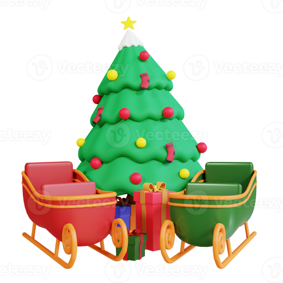 3d kerstcadeaudoos met slee png