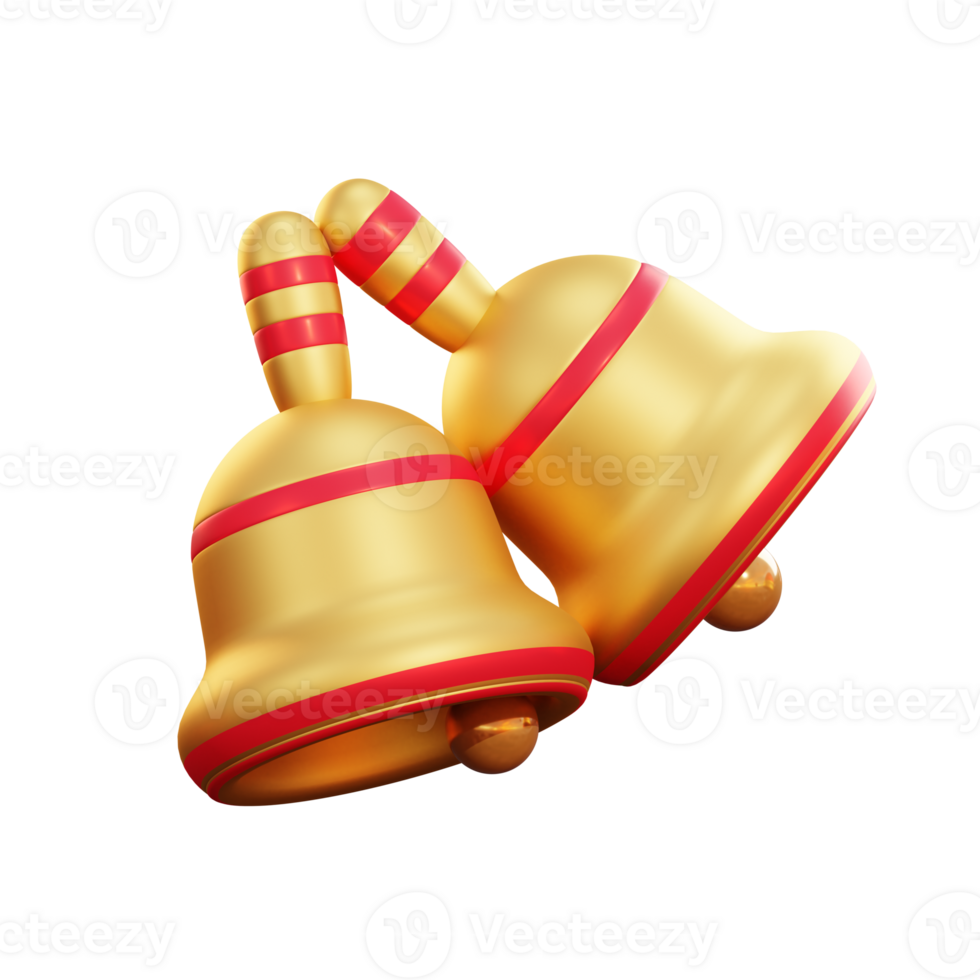 3D-Symbol Weihnachten goldene Glocke png