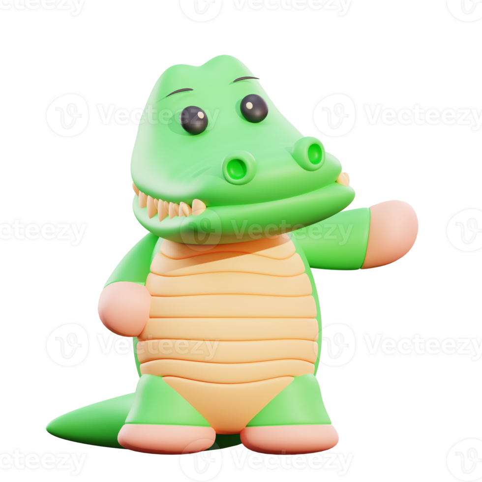 illustration 3d de crocodile mignon png