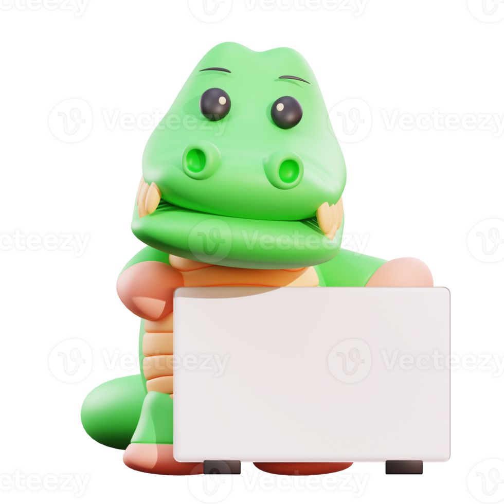 Cute crocodile 3d illustration png