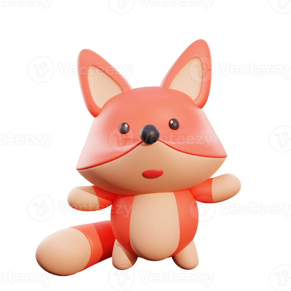 Cute fox 3d illustration png