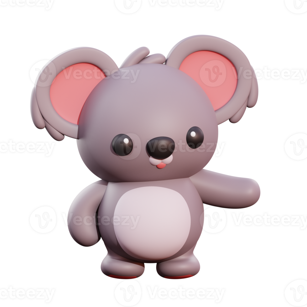 Cute koala 3d illustration png