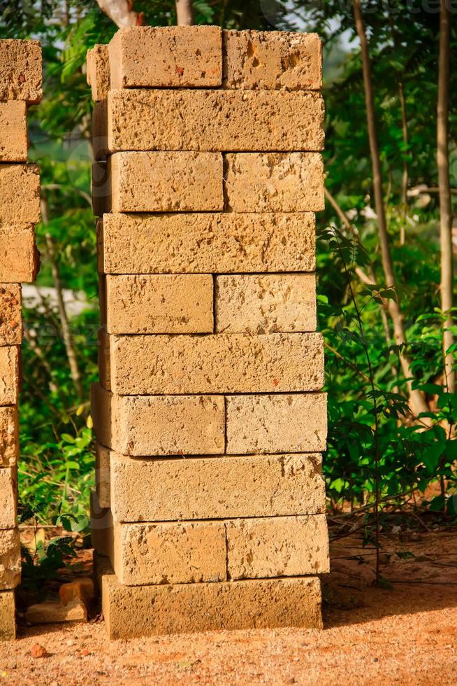 Pile of  Construction blocks at a masonry site. Building materials photo