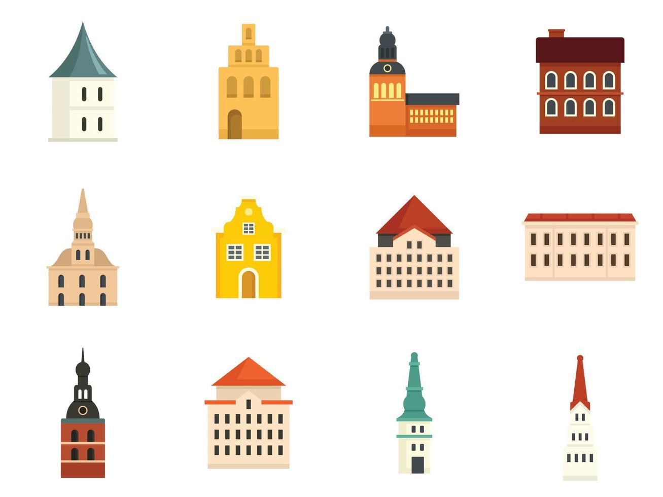 iconos de riga establecer vector plano aislado