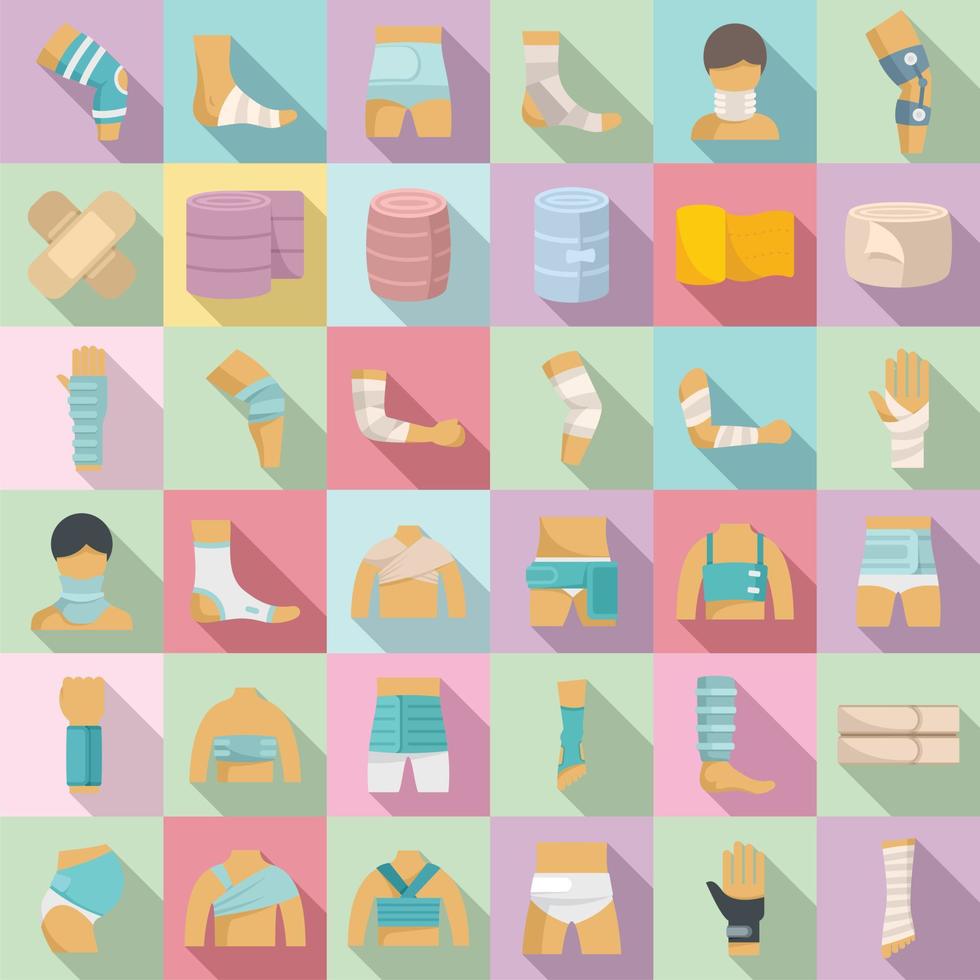 Bandage icons set flat vector. First aid vector