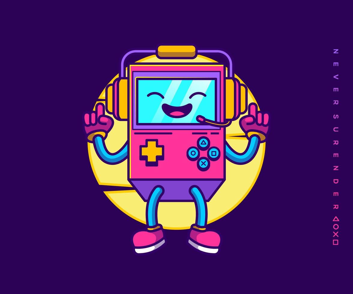 cheerful box game mascot illustration, icon vector, flat cartoon style. vector