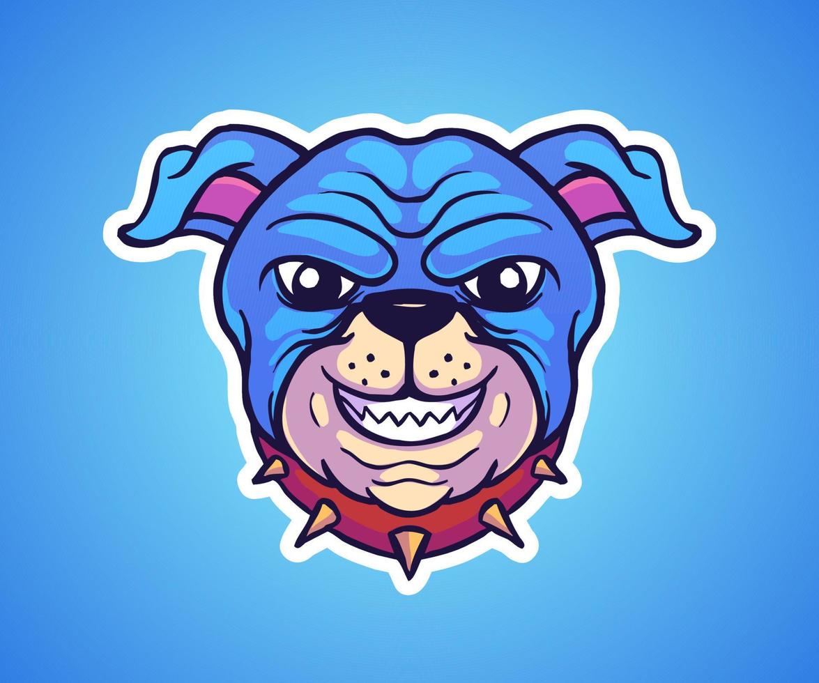 Illustration of angry dog head. Design element for logo, label, sign, emblem, poster. Vector illustration