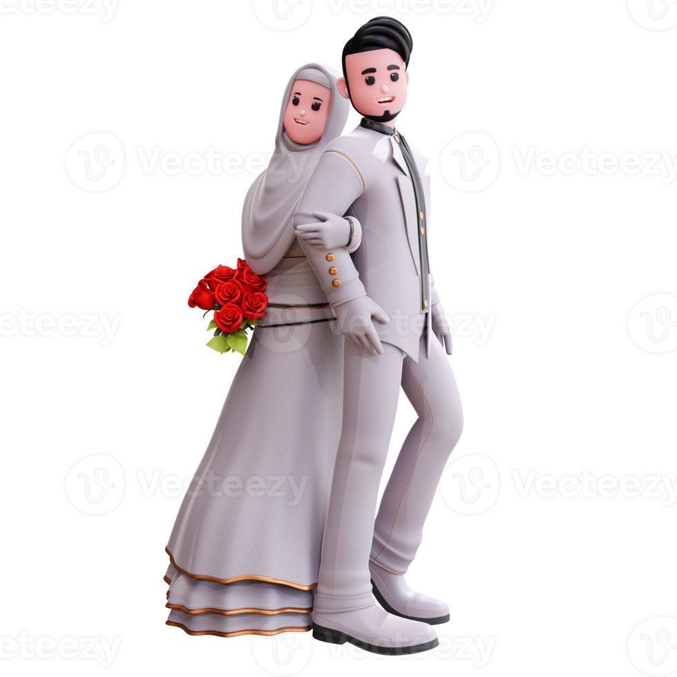 3d character wedding couple illustration png