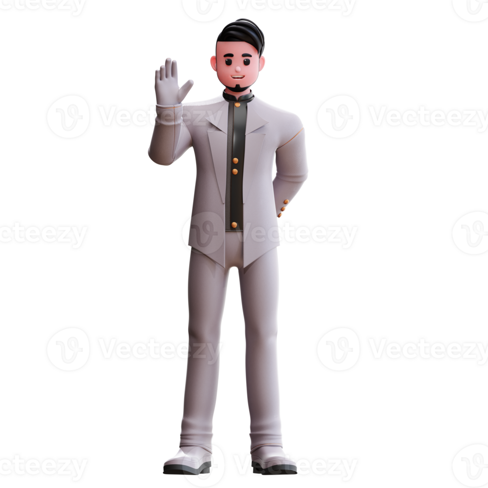 Ilustración de novio de boda de personaje 3d png