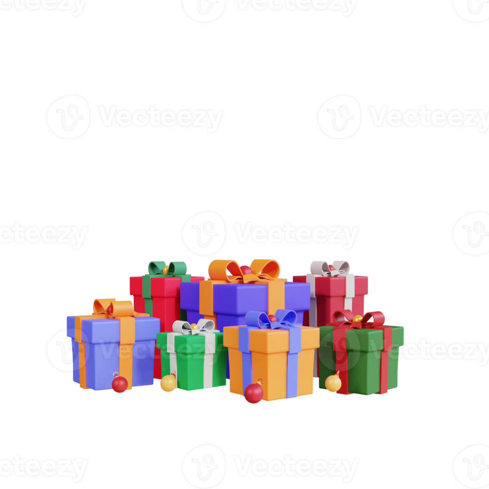 3D-pictogram kerstbal en geschenkdoos png