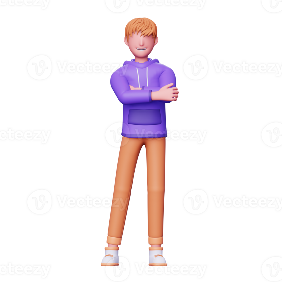 3d character young boy cool pose png