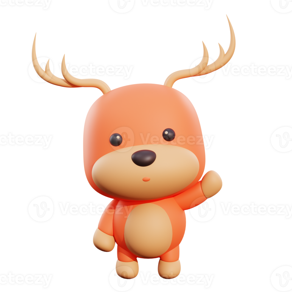 Cute deer 3d illustration png