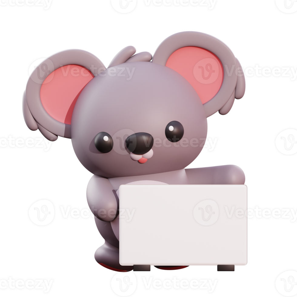 Cute koala 3d illustration png