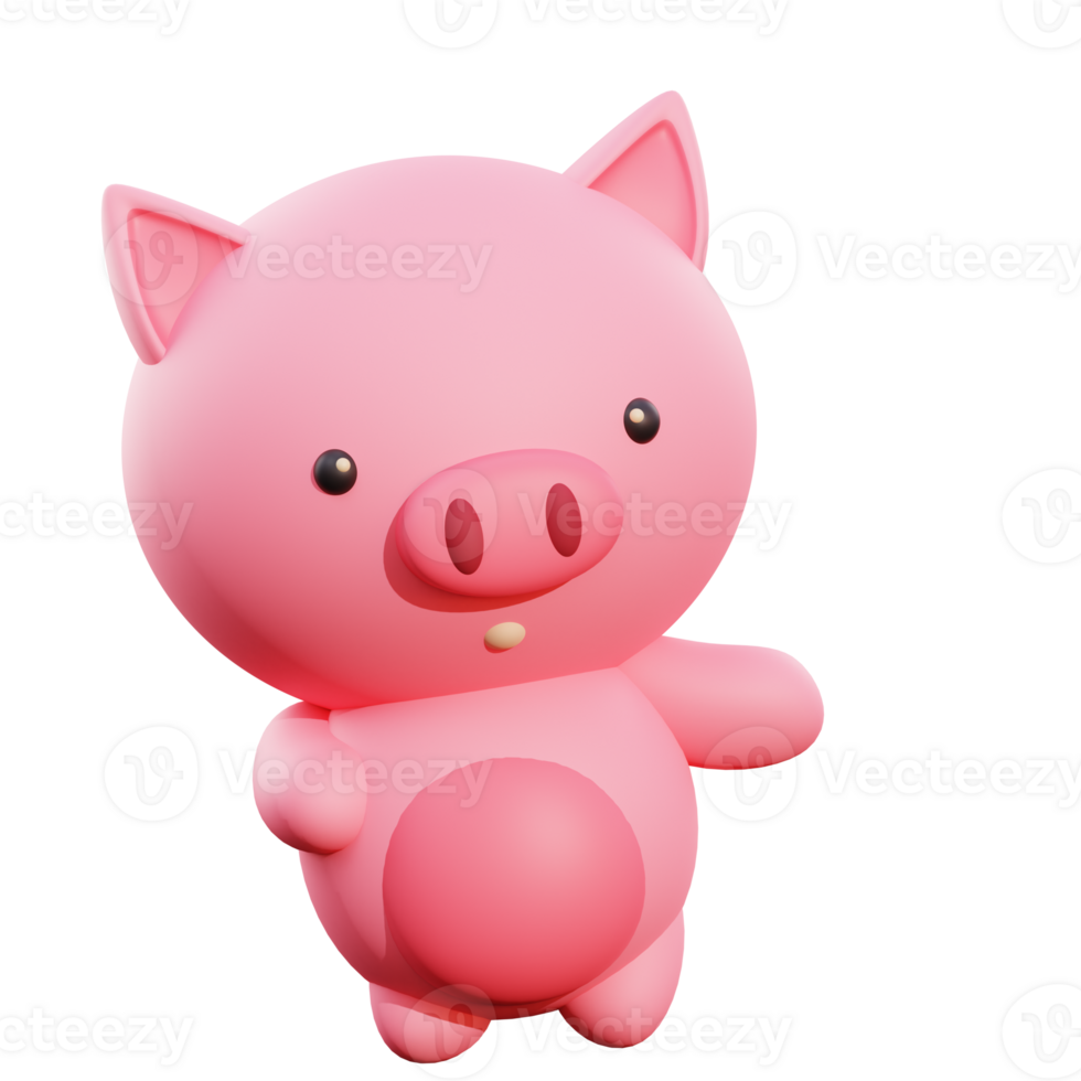 Cute pig 3d illustration png