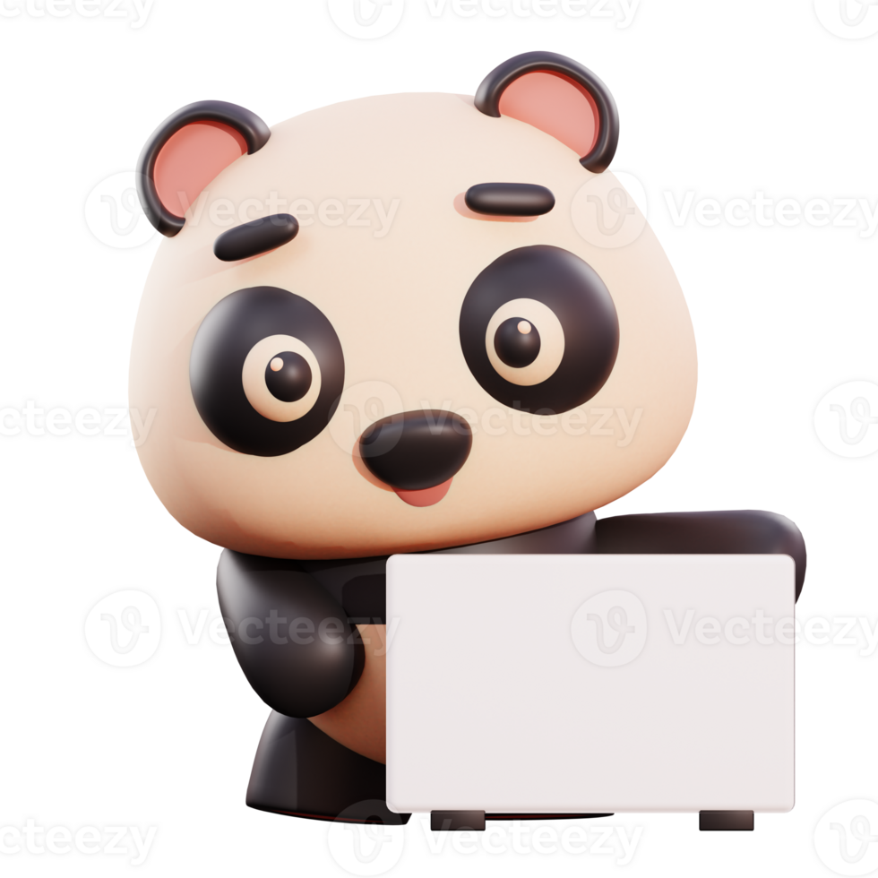 Cute panda 3d illustration png