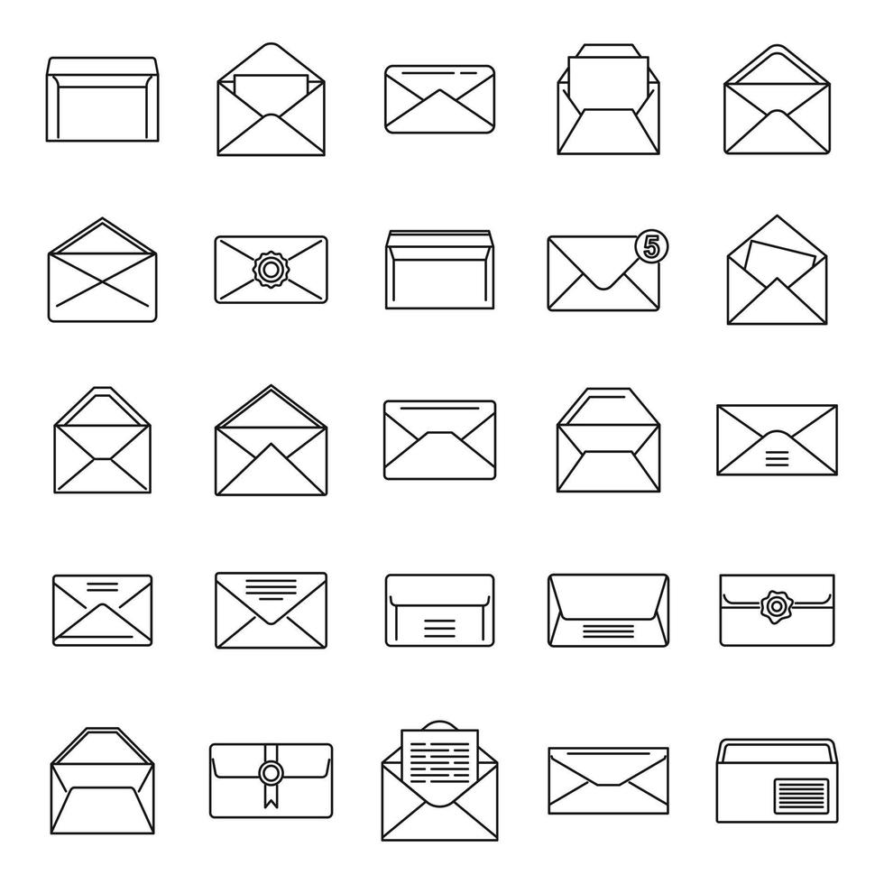 Envelope icons set outline vector. Blank mail vector