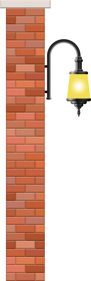 Vintage street lamp made from bricks and steel png