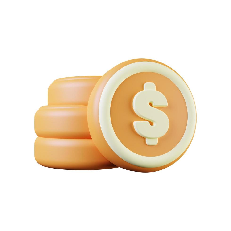 3d illustration of coin icon on white background. 3d illustration photo