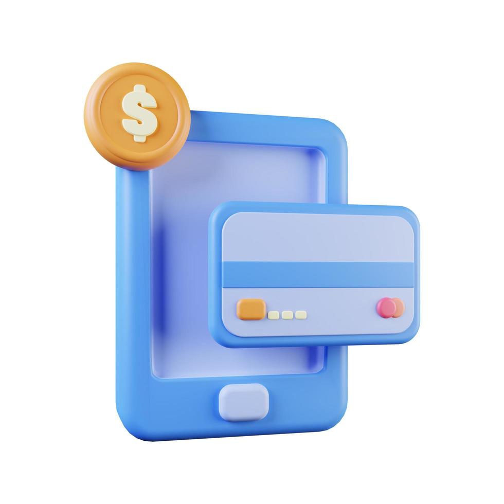 3d illustration of online payment icon on white background. 3d illustration photo
