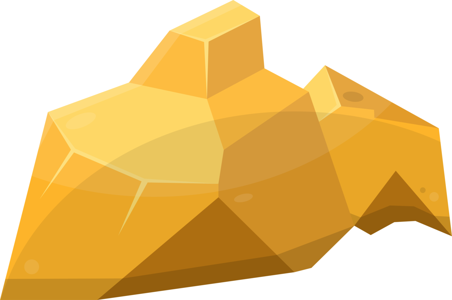 Gold stones and boulders in cartoon style png