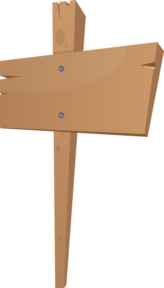 Wooden sign board in cartoon style png