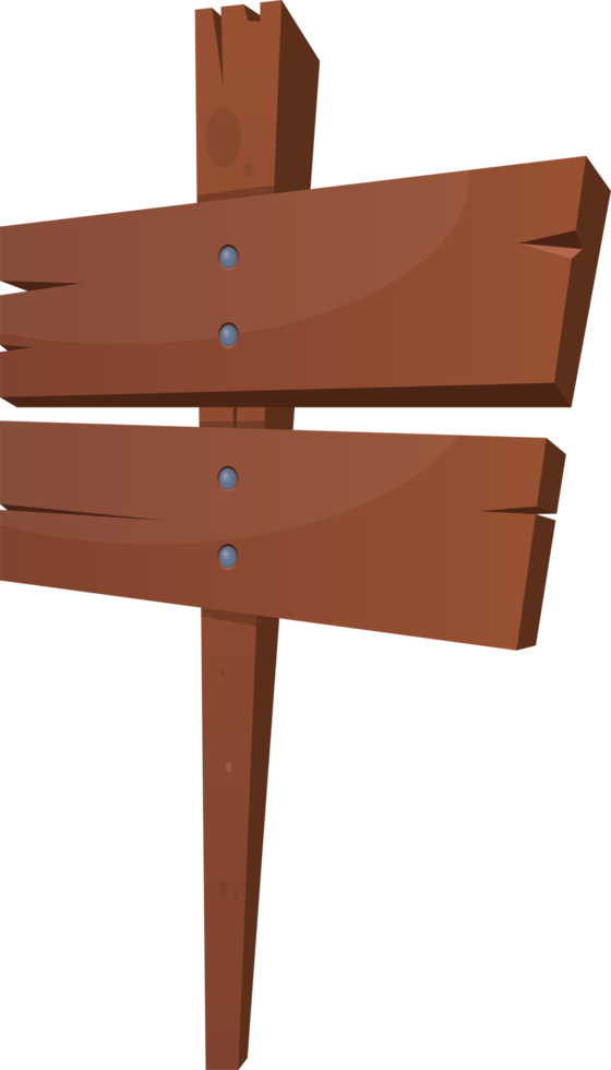Wooden sign board in cartoon style png
