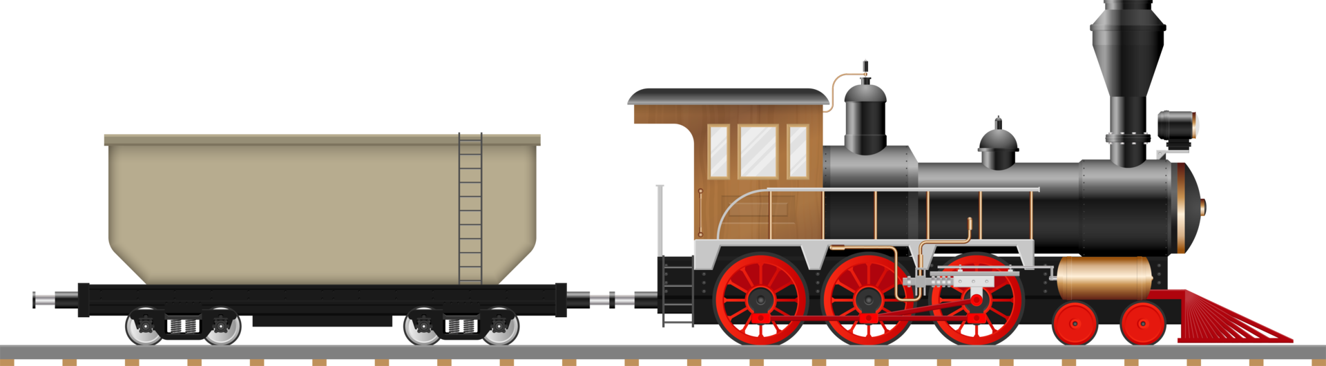 Vintage steam locomotive and wagon png