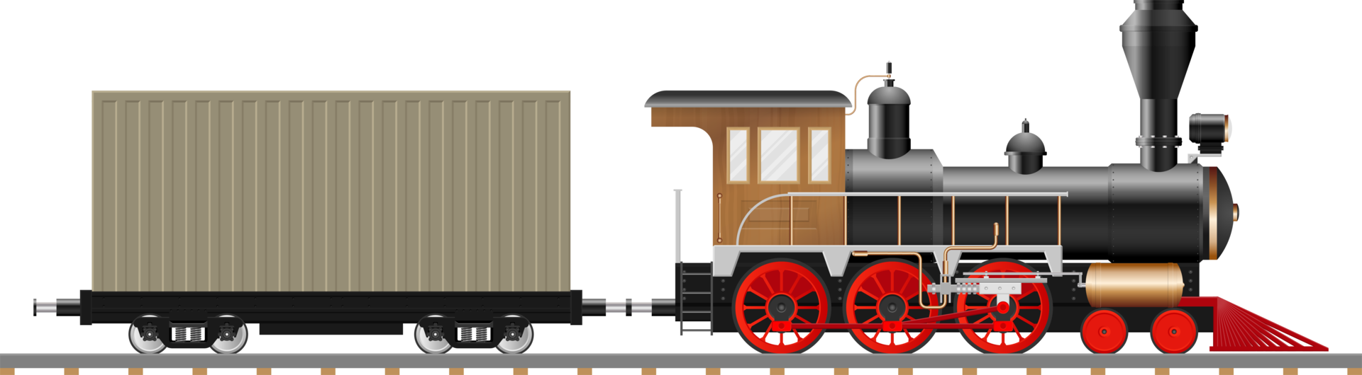 Vintage steam locomotive and wagon png