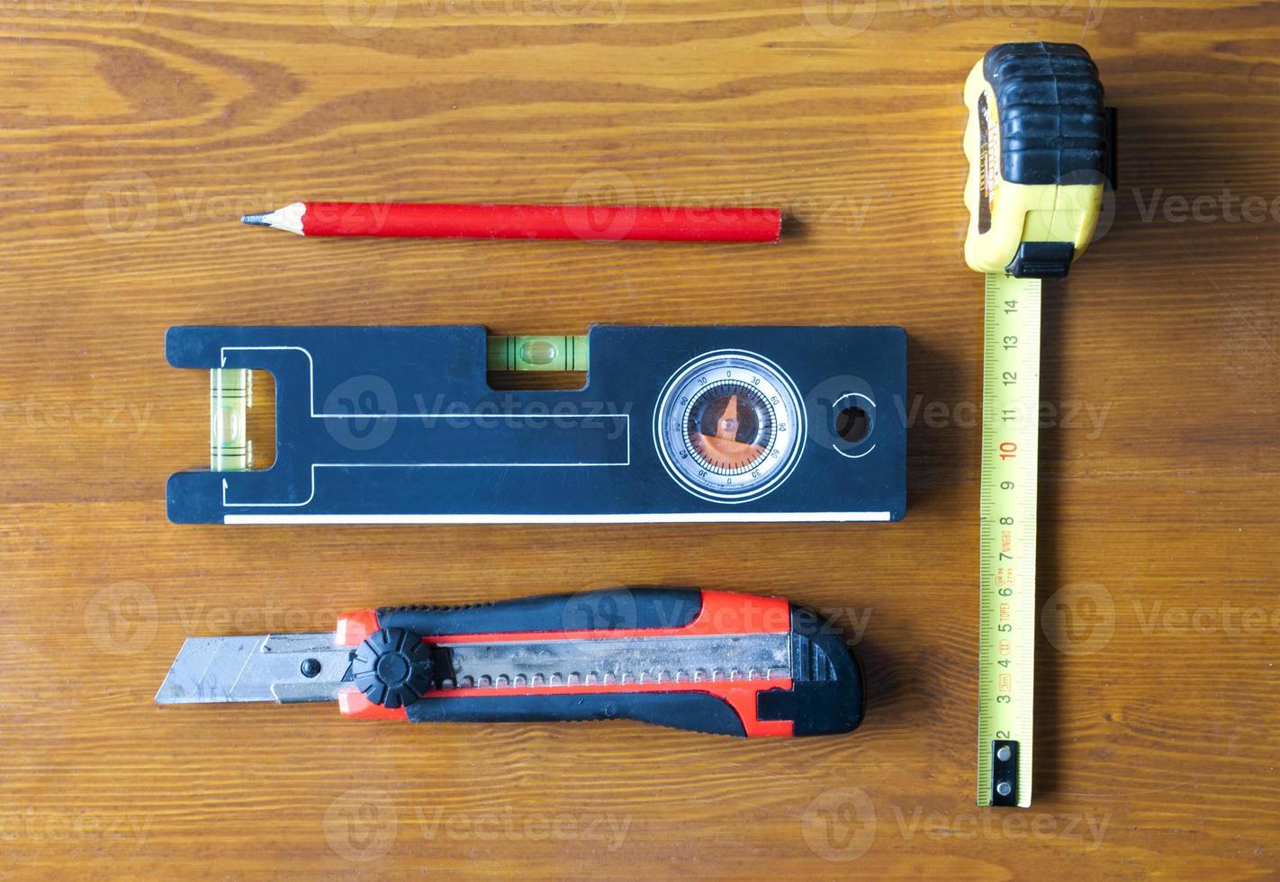 construction tools lying on the table photo