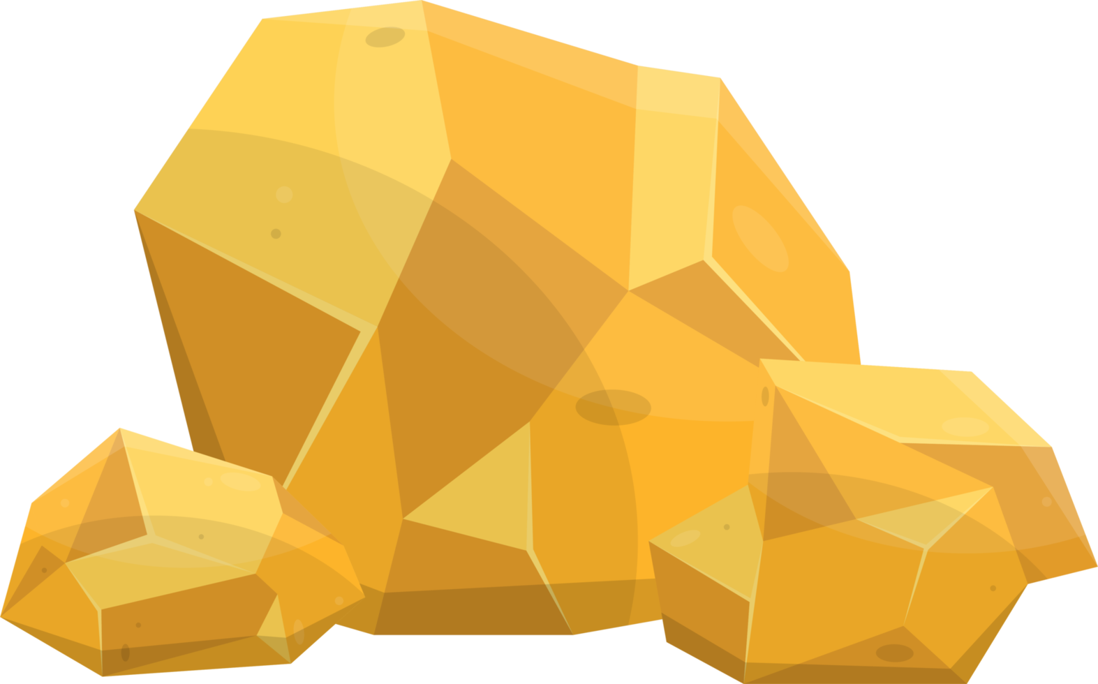 Gold stones and boulders in cartoon style png