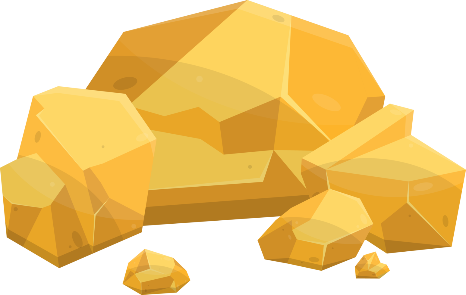 Gold stones and boulders in cartoon style png