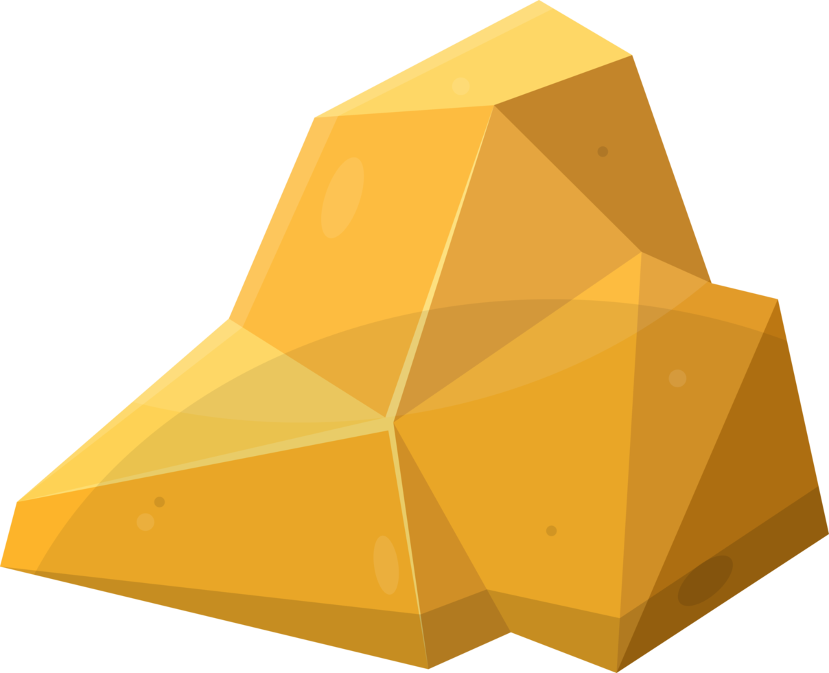 Gold stones and boulders in cartoon style png