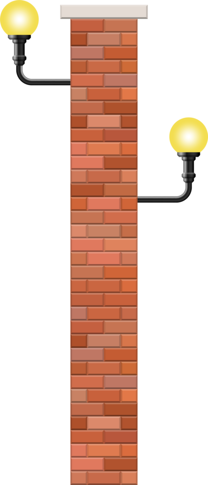 Vintage street lamp made from bricks and steel png