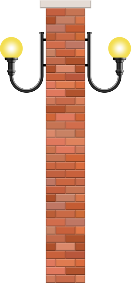 Vintage street lamp made from bricks and steel png