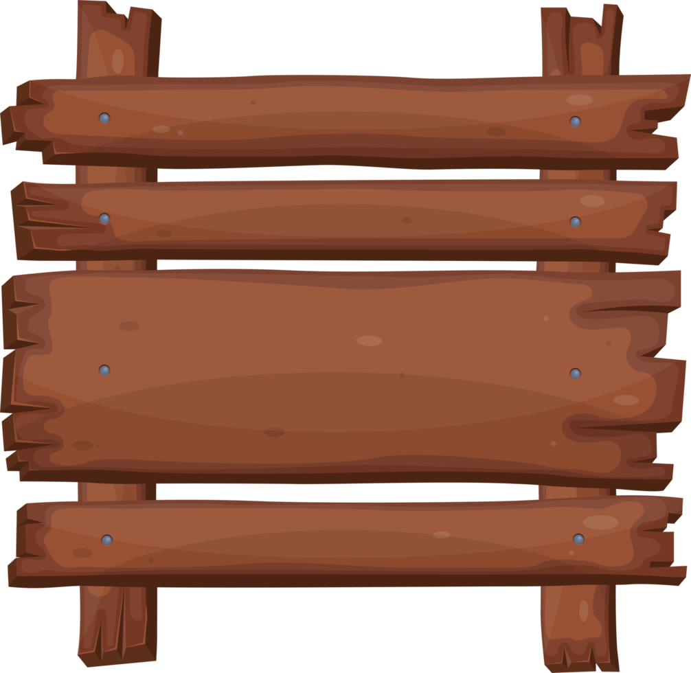 Wooden board in cartoon style png