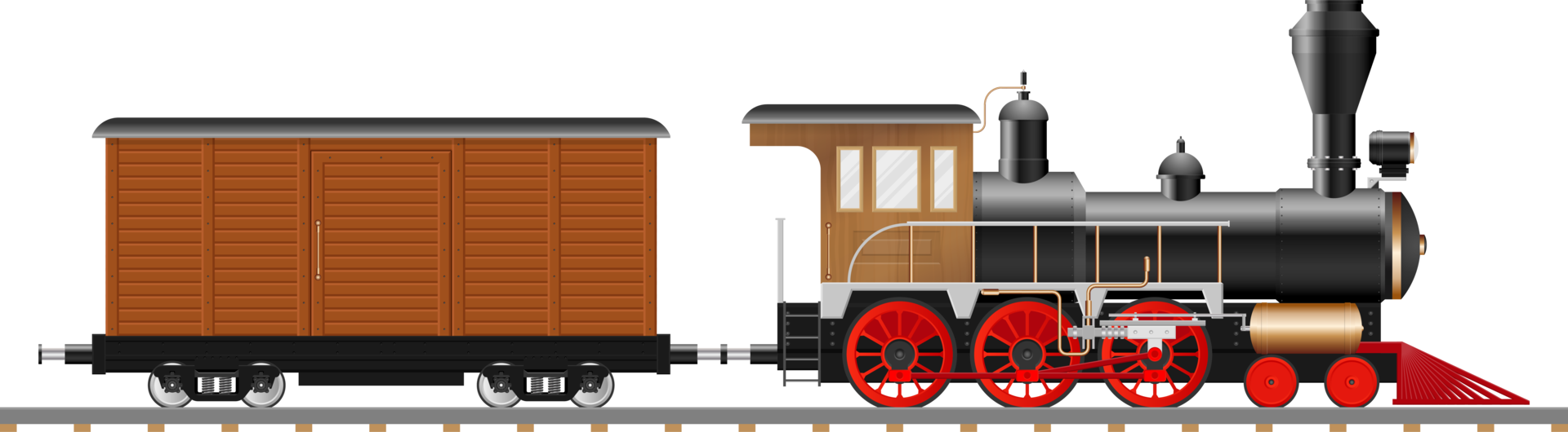 Vintage steam locomotive and wagon png