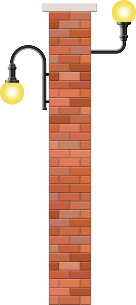 Vintage street lamp made from bricks and steel png