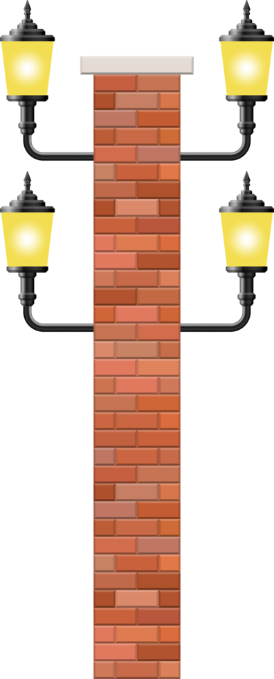 Vintage street lamp made from bricks and steel png