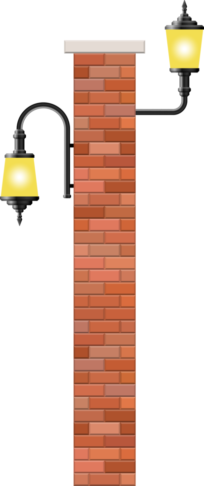 Vintage street lamp made from bricks and steel png