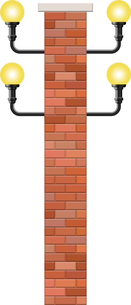 Vintage street lamp made from bricks and steel png