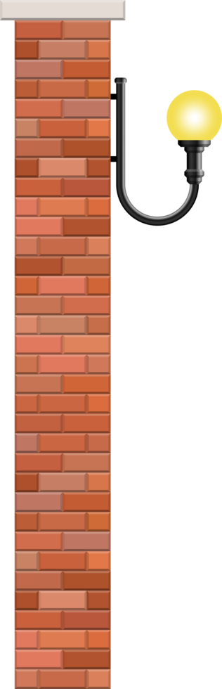 Vintage street lamp made from bricks and steel png