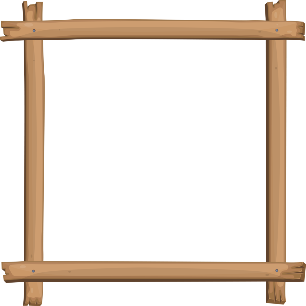 Wood frame in cartoon style png