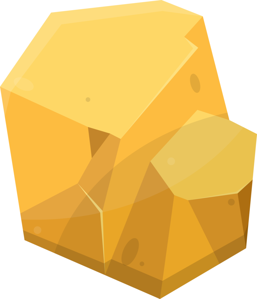 Gold stones and boulders in cartoon style png