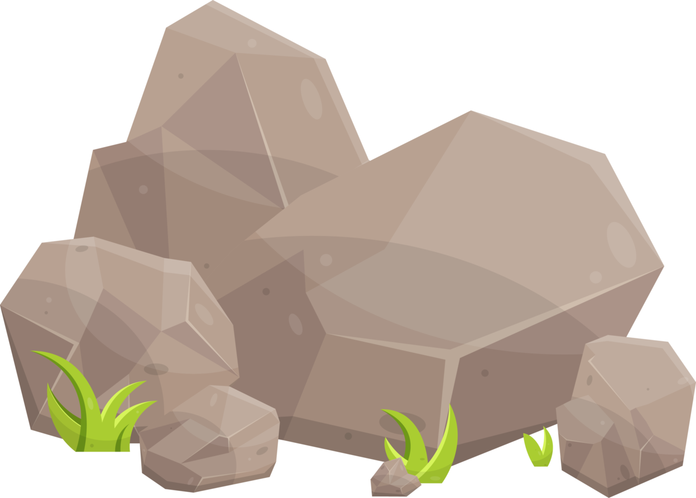 Rock stones and boulders in cartoon style png