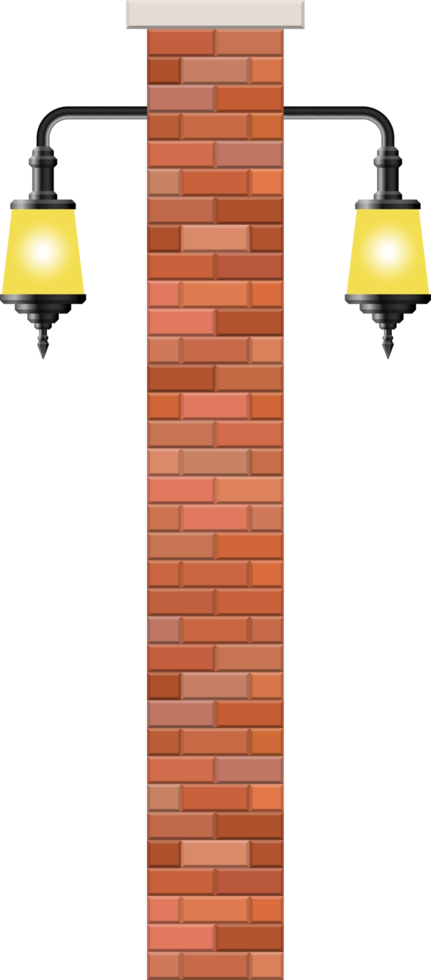 Vintage street lamp made from bricks and steel png