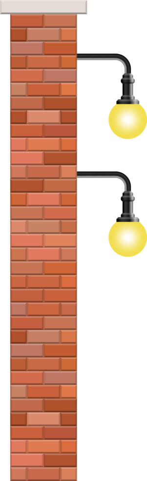 Vintage street lamp made from bricks and steel png