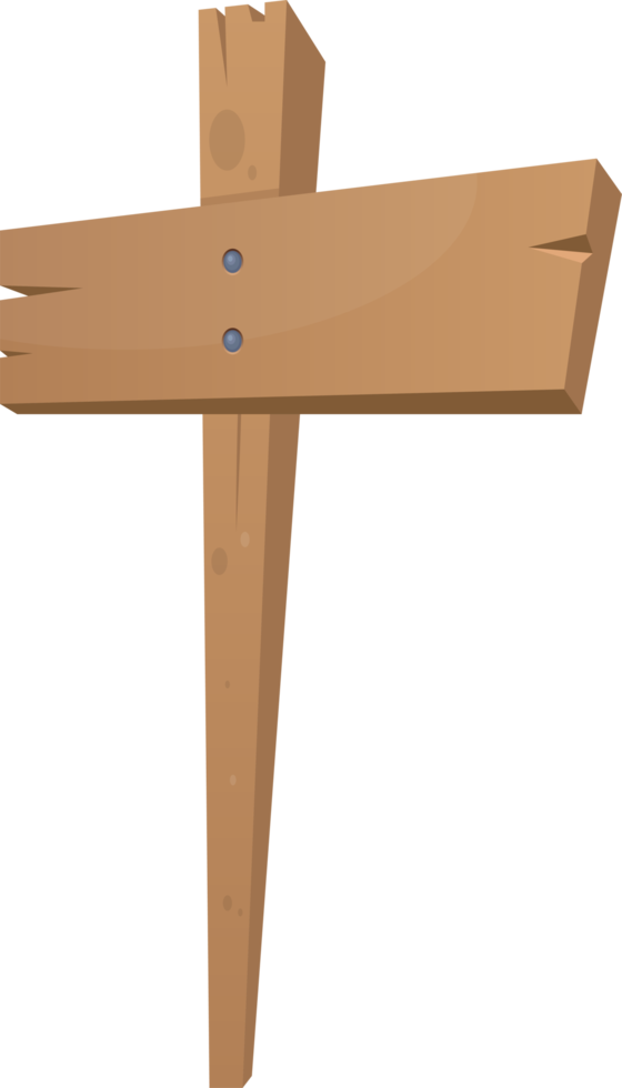 Wooden sign board in cartoon style png