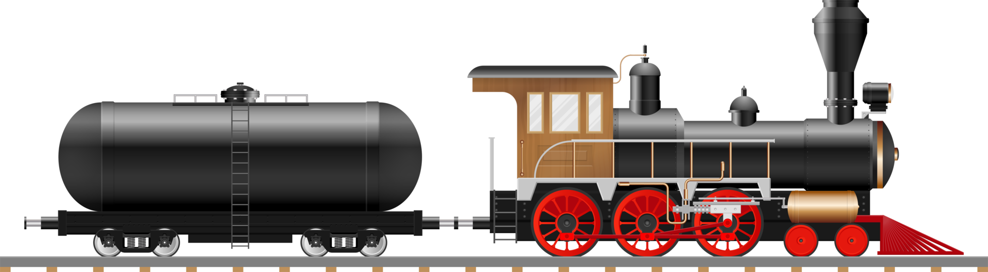 Vintage steam locomotive and wagon png